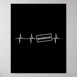 Póster Gracioso Shashlik Heartbeat Ruso Bbq Outfit Carne 