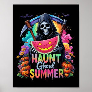Póster Gracioso Skeleton Ice Cream Hot Ghoul Verano Summe