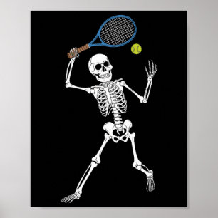 Póster Gracioso Skeleton Jugando A Los Amantes Del Tenis