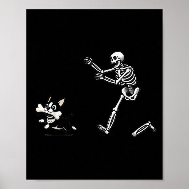 Póster Gracioso Skeleton persiguiendo a la perrera de Hal (Frente)
