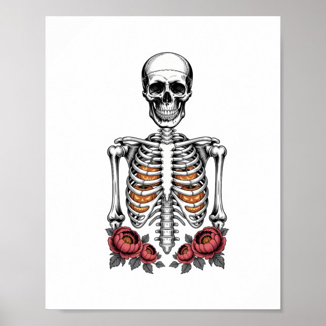 Póster Gracioso Skeleton Pumpkin Fall (Frente)