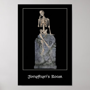 Póster Gracioso Skeleton Tombstone Kids Room Personalizad
