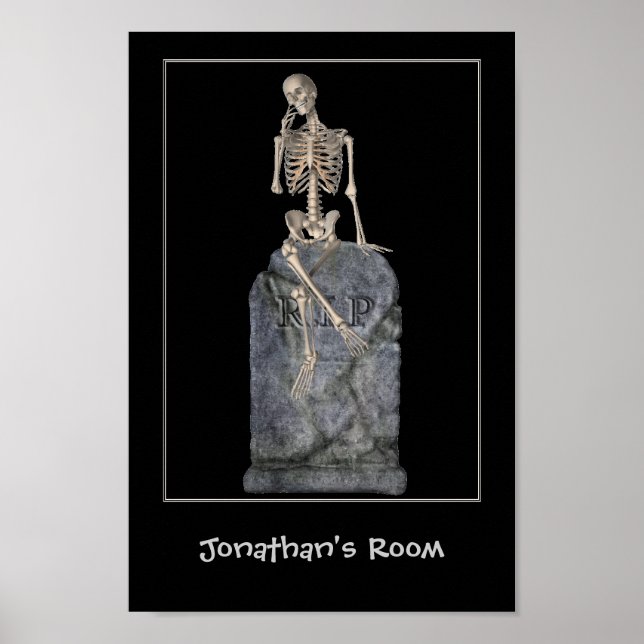 Póster Gracioso Skeleton Tombstone Kids Room Personalizad (Frente)