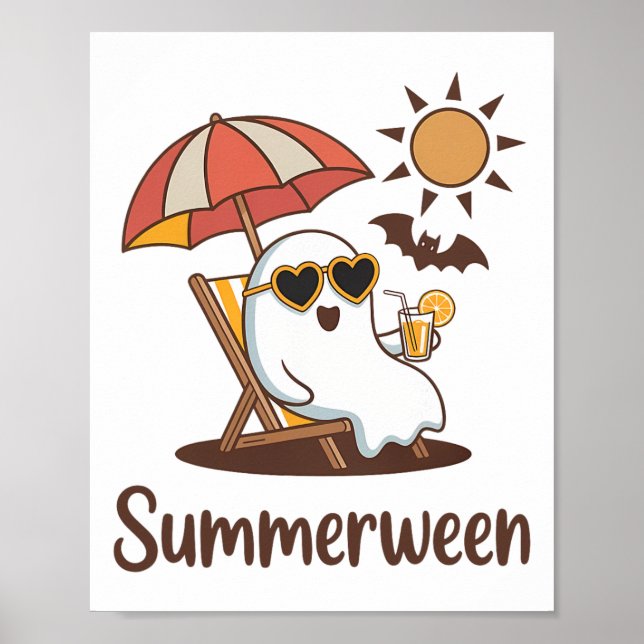 Póster Gracioso Summerween Cute Spooky Summer Ghost Hallo (Frente)