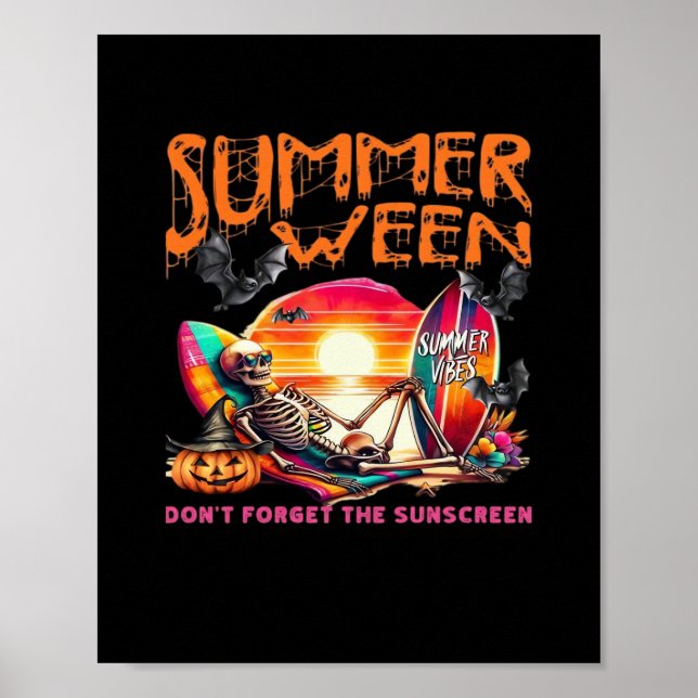 Póster Gracioso Summerween Skeleton Beach At Sunset Class (Frente)