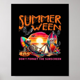 Póster Gracioso Summerween Skeleton Beach At Sunset Class