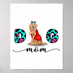 Póster Gracioso Tattoo Golden Retriever I Love You Dog Mo