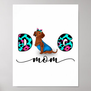 Póster Gracioso tatuaje de Dachshund rojo te amo a tu per
