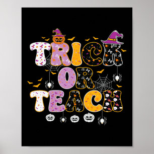Póster Gracioso Truco O Enseñanza De Halloween