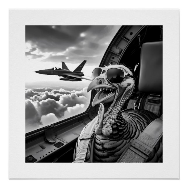 Póster Gracioso Turquía selfie negro y blanco (Anverso)