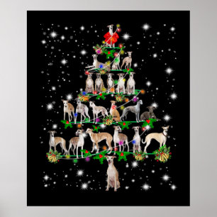 Póster Gracioso Whippet Christmas Tree Ornament Decour