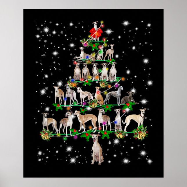 Póster Gracioso Whippet Christmas Tree Ornament Decour (Frente)