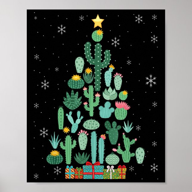 Póster Gracioso y exitoso Árbol de Navidad Cactus Gardene (Frente)