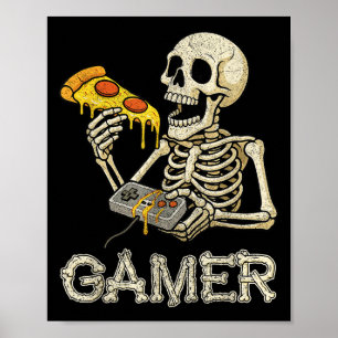 Póster Gracioso Zza Gamer Skeleton Gamer Adolescentes Vid