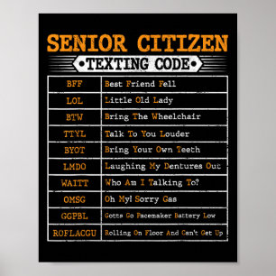 Póster Graciosos Ciudadanos Mayores Enviando Textos De Có