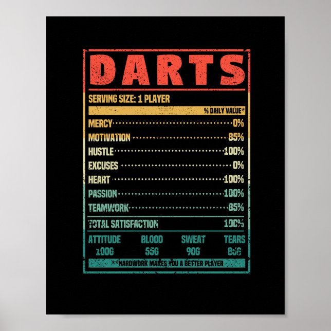 Póster Graciosos dardos nutrientes datos dardos equipo de (Frente)