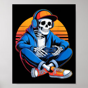 Póster Graciosos Halloween Chicos Hombres Niños Skeleton