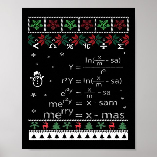 Póster Graciosos Math Teachers Navidades De Feliz Navidad (Frente)