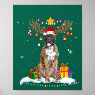Póster Graciosos Navidades de perros de Boxer Tee Reindes