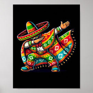 Póster Graciosos niños dabbing mexicanos Poncho Cinco De