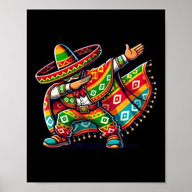 Póster Graciosos niños dabbing mexicanos Poncho Cinco De  (Frente)
