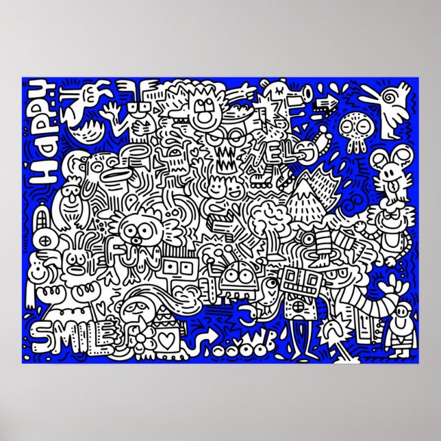 Póster Graciosos personajes de caricatura fantasía dibuja (Frente)