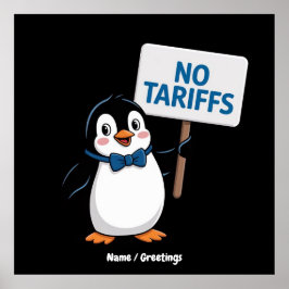 Póster Graciosos pingüinos SIN TARIFAS Impuestos divertid