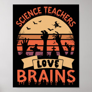 Póster Graciosos profesores de ciencia aman los cerebros