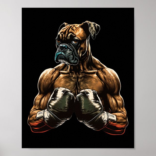 Póster Graciosos Regalos De Boxeo De Boxeo De Perro Para  (Frente)