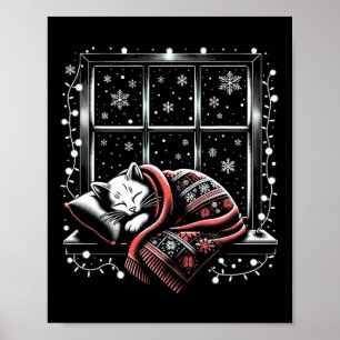 Póster Graciosos Regalos De Gato De Feliz Navidad Para La
