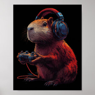 Póster Graciosos Videojuegos Gráficos Capyra Para Gamer