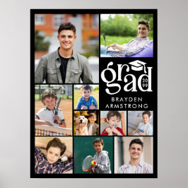 Póster Grad 10 moderno Collage de fotos negrita Tipo Cap