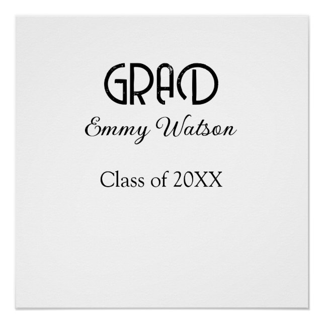 Póster Grad bold letter graduation name class of 20XX sim (Anverso)