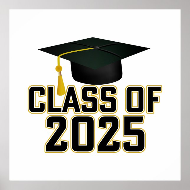 Póster Grad Cap Letterman Class de 2025 (Frente)