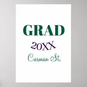 Póster grad felicitaciones verde púrpura negrita año 20XX