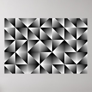 Póster Gradiente blanco gris negro cuadradas Triángulos a