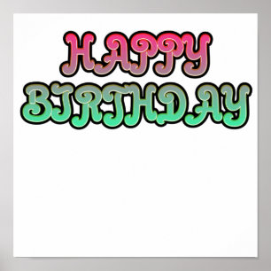 Póster Gradiente colorido Tipografía feliz de cumpleaños