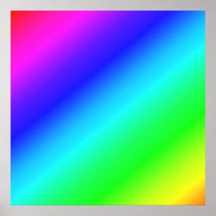 Póster Gradiente de arcoíris diagonal de azul a verde