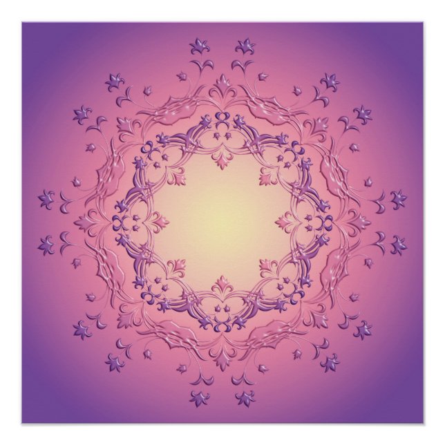 Póster Gradiente floral étnico mandala (Anverso)