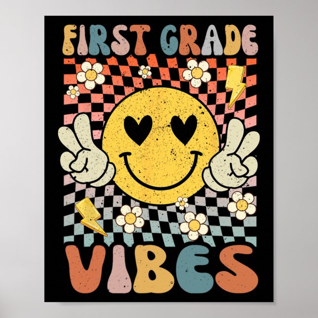Póster Grado Vibes 1.ᵉʳ Grado Maestro Retro 1er Día De Sc (Frente)