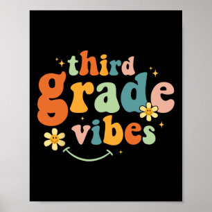 Póster Grado Vibes 3er Grado Equipo Retro 1er Día De Escu