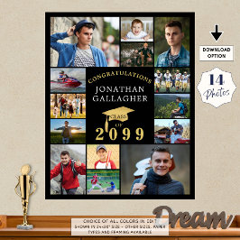 Póster Graduación 14 Collages de fotos Felicitaciones Oro