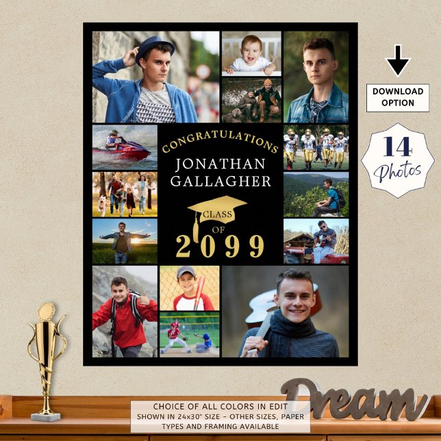 Póster Graduación 14 Collages de fotos Felicitaciones Oro (Subido por el creador)