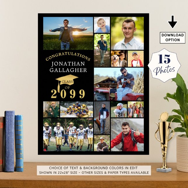 Póster Graduación 15 Collages de fotos Felicitaciones Oro (Subido por el creador)