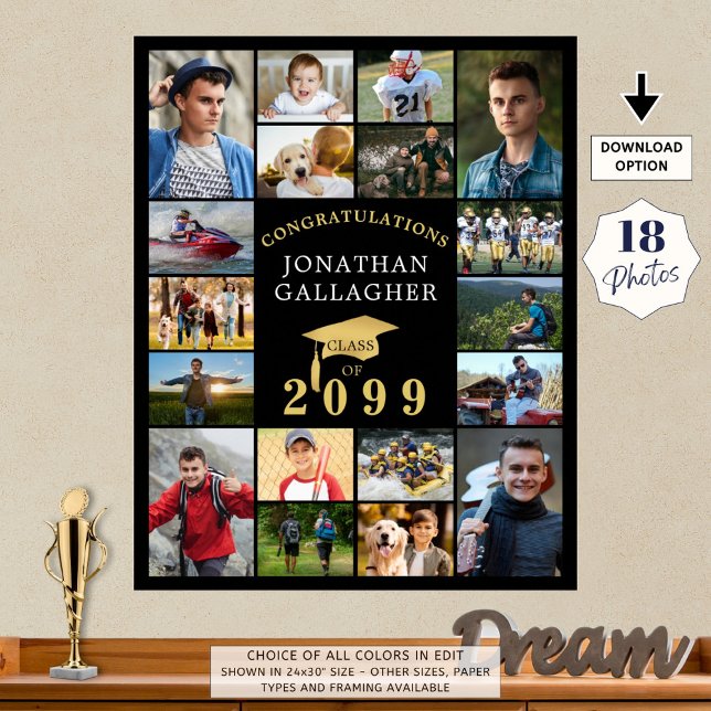 Póster Graduación 18 Collages de fotos Felicitaciones Oro (Subido por el creador)