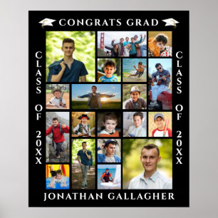 Póster Graduación 19 Collage de Fotos Felicitaciones Grad