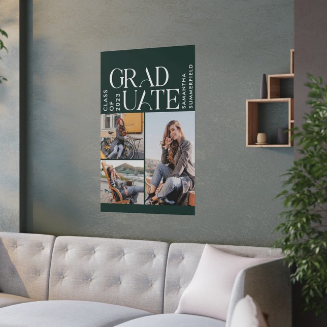 Póster Graduación 2025 Fotos Graduado Verde y Blanco (Subido por el creador)