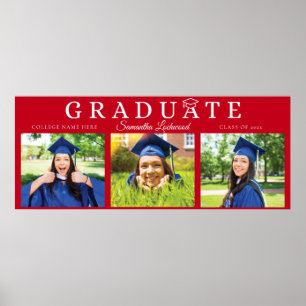 Póster Graduación 2025 Grad 3 Fotos Guión rojo