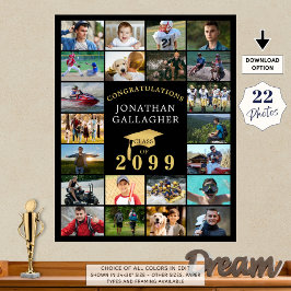 Póster Graduación 22 Collages de fotos Felicitaciones Oro