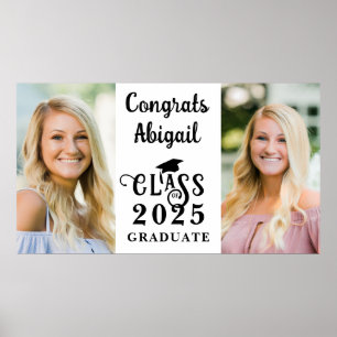 Póster Graduación 2 Fotos Clase Fancy año Tipografía